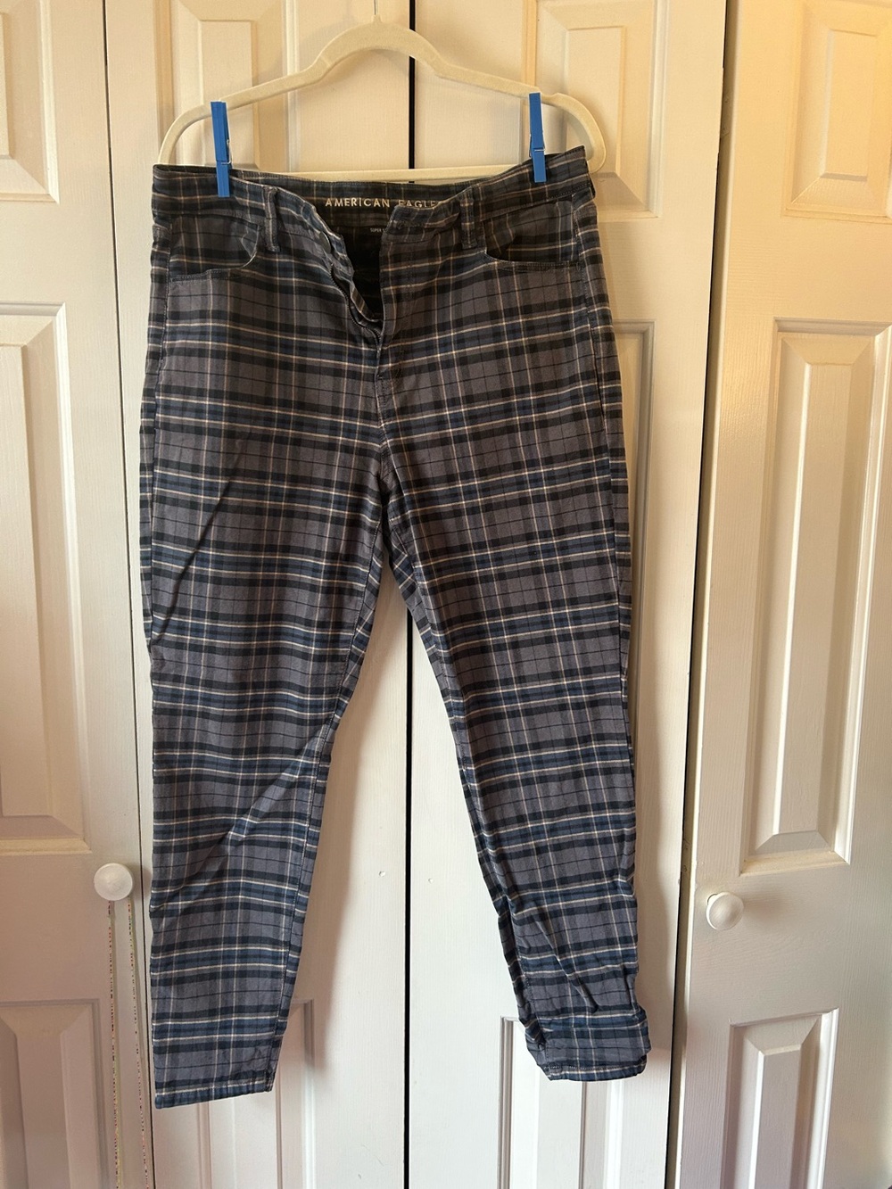 American Eagle Plaid skinny jeans - Blue Gray unisex rainy day